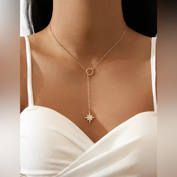 Gold Star Pendant Lariat Necklace - Picture 1 of 2